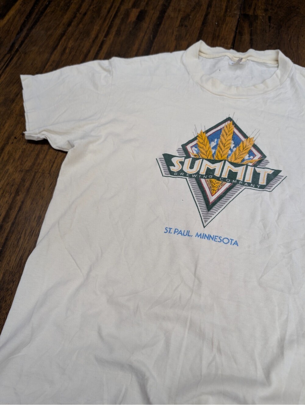 Summit Brewing Co Shirt Stedman Large Cream Vintage USA Made